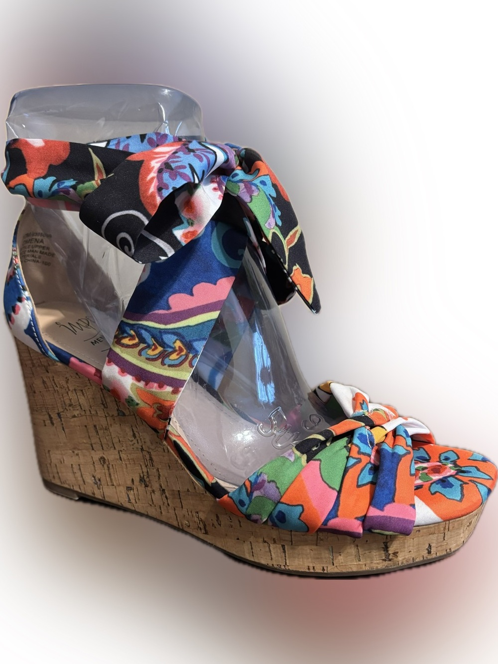 NWOT Impo Multicolor Floral Wrap Cork Wedge Sandals Women’s size 10.